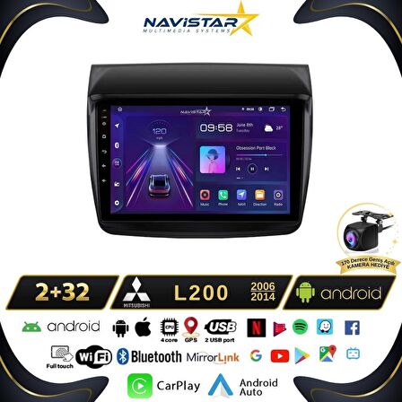 Mitsubishi L200  2006-2014 Model 2GB + 64GB Android 13 Kablosuz Carplay Navigasyon Multimedya Sistem