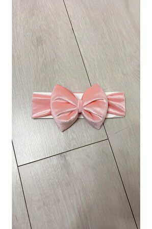 Pembe Büyük Fiyonklu Kadife Bandana