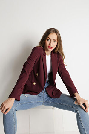 Kadın Gold Düğmeli Blazer Ceket