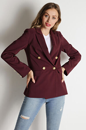 Kadın Gold Düğmeli Blazer Ceket