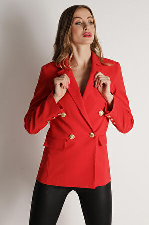 Kadın Gold Düğmeli Blazer Ceket