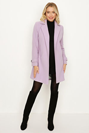 Kadın Kemerli Gabardin Kumaş Kaban