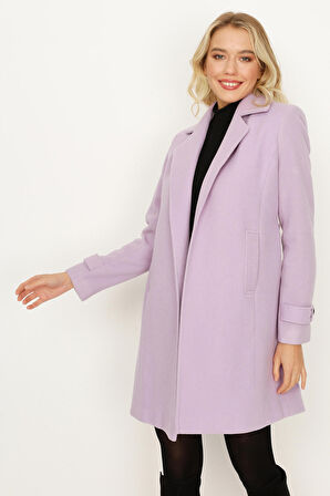 Kadın Kemerli Gabardin Kumaş Kaban