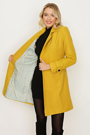 Kadın Kemerli Gabardin Kumaş Kaban