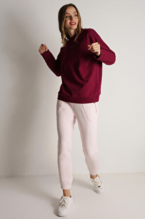 Kadın Basic Oversize Örme Sweatshirt