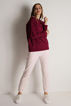 Kadın Basic Oversize Örme Sweatshirt