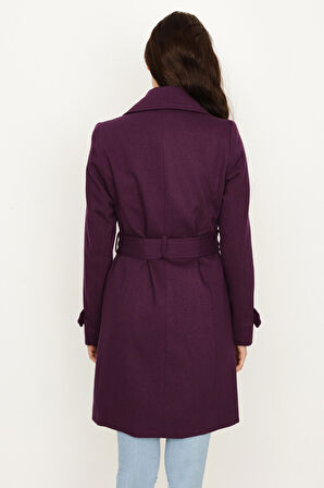 Kadın Kemerli Gabardin Kumaş Kaban