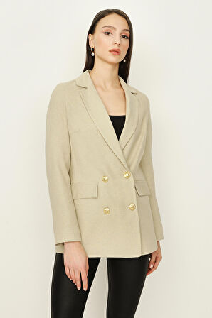 Kadın Gold Düğmeli Blazer Ceket