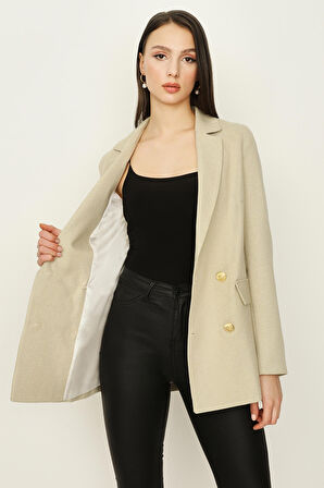 Kadın Gold Düğmeli Blazer Ceket
