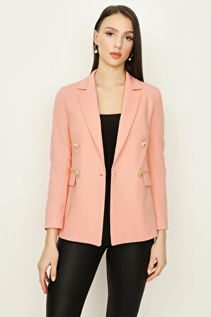 Kadın Gold Düğmeli Blazer Ceket