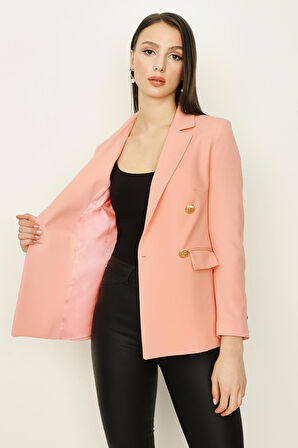 Kadın Gold Düğmeli Blazer Ceket