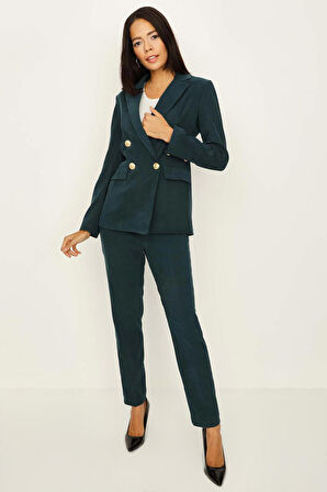 Kadın Gold Düğmeli Süet Ceket