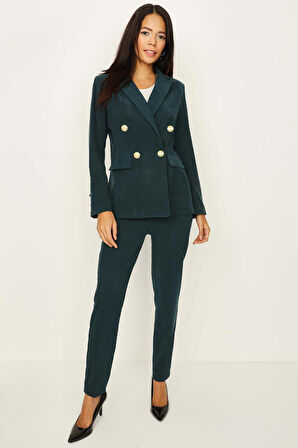 Kadın Gold Düğmeli Süet Ceket