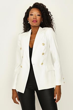Kadın Gold Düğmeli Blazer Ceket