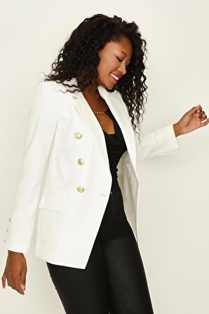 Kadın Gold Düğmeli Blazer Ceket