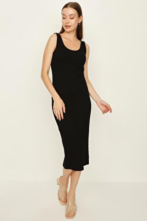 Kadın Örme Kaşkorse Midi Elbise