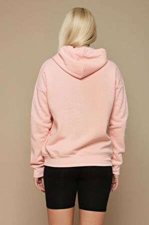 Kadın Kapüşonlu Yazı Detaylı Örme Sweatshirt