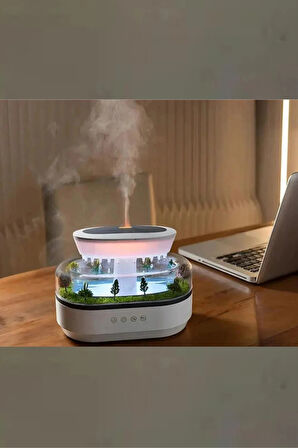 Leerfei 286 Yağmur Damlası Aroma Difüzör, 6 Renk Işıklı Hava Nemlendirici ve Dinlendirici Sesler