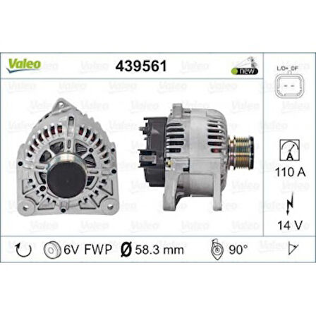 Renault Alternator 12v 110a Logan Sandero 1,5dci / Clio II 1,5dci Kangoo 1,5 DCI - Valeo 439561