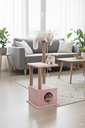 Catoys Kedi Evi Ve Tırmalaması 2 Katlı Pembe
