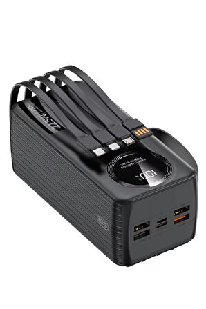 Polygold PG-PW650 50000 mAh Power Bank 22.5W Süper Hızlı Şarj, 4 Dahili Kablolu ve Dijital LED Ekran