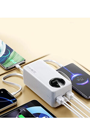 Polygold PG-PW650 50000 mAh Power Bank 22.5W Süper Hızlı Şarj, 4 Dahili Kablolu ve Dijital LED Ekran