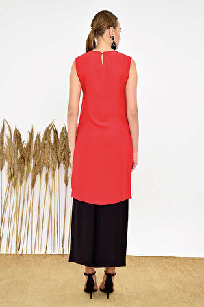 Kat Görünüm Sıfır Kol İçlik Tunik 2340 Kırmızı