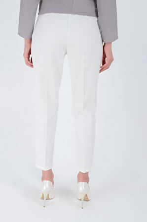 Fermuarlı Cep Detaylı Kalem Pantolon 0201 Ekru