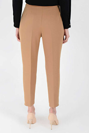 Fermuarlı Cep Detaylı Kalem Pantolon 0201 Taba