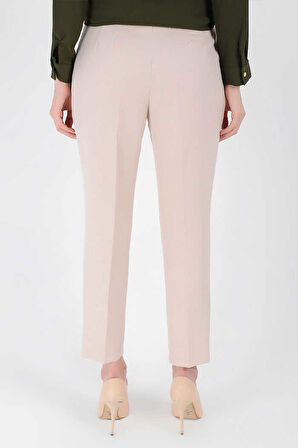 Büyük Beden Fermuarlı Cep Detaylı Kalem Pantolon 0201-1 Taş