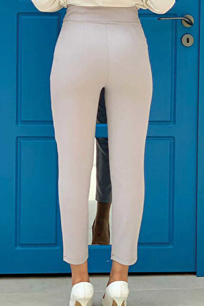 Büyük Beden Fermuarlı Cep Detaylı Kalem Pantolon 0201-1 Gri