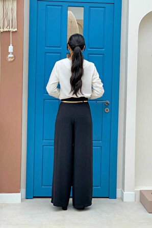 Fermuarlı Kemer Aksesuarlı Pantolon Etek 0125 Siyah