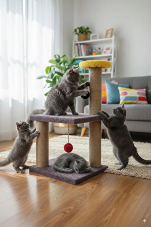 Catoys Katlı Yavru Kedi Tırmalama Tahtası Gri