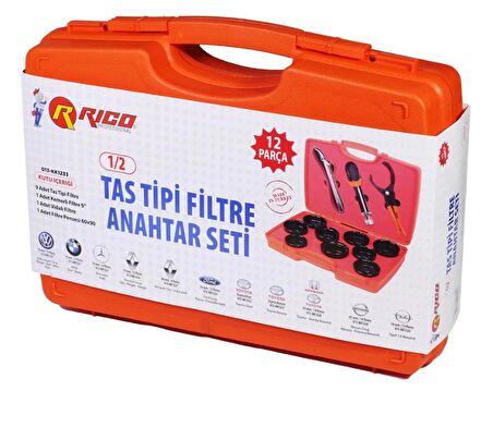 Rico KK1233 Taş Tipi Filtre Anahtar Seti Takımı 1/2" 12 Parça