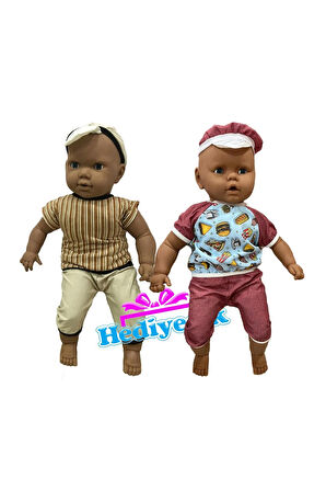  Oyun Arkadaşım Saçsız Zenci Bebek Gövdesi Dolgulu Et Bebek 60 Cm