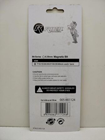 Rico Mıknatıslı Torx Bits Uç Seti 8 Parça KK1124