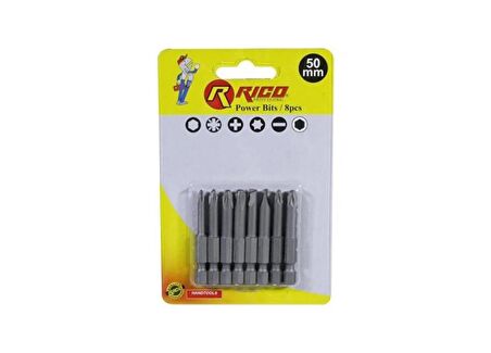 Rico 005-KK1130 Yıldız Düz Bits Uç Seti Ph+Pz+Sl 8 Parça 50 mm