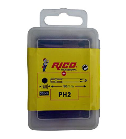 Rico 1 Kutu PH2 X 50mm Yıldız Bist Uç (30 Adet) Kırmızı