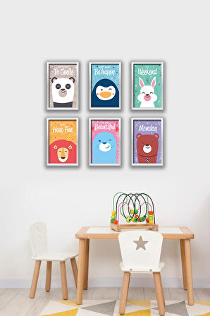6 Parça Çerçeve Görünümlü Mdf Tablo Seti - 6KIDSARTAVESSA2