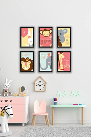 6 Parça Çerçeve Görünümlü Mdf Tablo Seti - 6KIDSARTAVESSA3