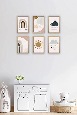 6 Parça Çerçeve Görünümlü Mdf Tablo Seti - 6KIDSARTAVESSA6