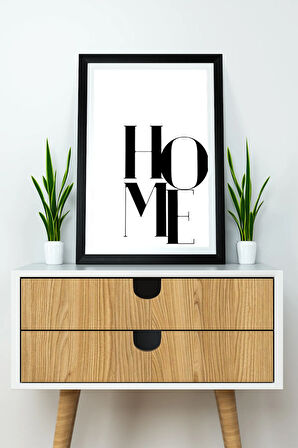 Tek Parça Çerçeve Görünümlü Yazılı Mdf Tablo "Home"
