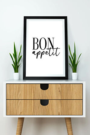 Tek Parça 33x48 Cm Çerçeve Görünümlü Yazılı Mdf Tablo "bon Appetit"