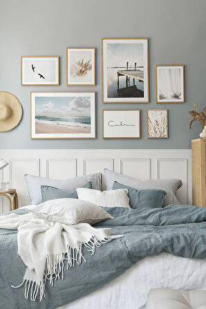 7 Parça Ahşap Çerçeve Görünümlü Mdf Tablo Seti - ARTAVESSAYSLMSTKO27