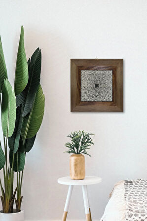 Masif Ahşap Çerçeveli Taş Tablo Pano 15,5 x 15,5 cm - ARTVESSAKARO49