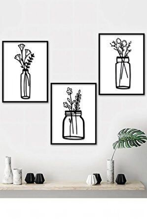 3 Parça Çerçeve Görünümlü Mdf Tablo Seti - ART3PMLCRV2