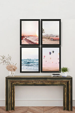 4 Parça Çerçeve Görünümlü Mdf Tablo Seti - ART4CRVDK94