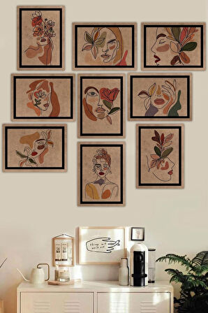 9 Parça Çerçeve Görünümlü Ham Mdf Tablo Seti - ART9XPML3