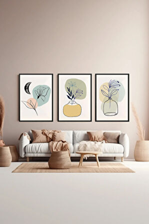 3 Parça Çerçeve Görünümlü Mdf Tablo Seti - ARTSYCLLCT18