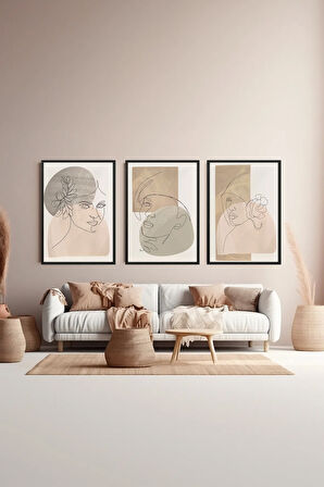 3 Parça Çerçeve Görünümlü Mdf Tablo Seti - ARTSYCLLCT26